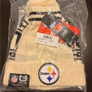 NFL Steelers Women’s Cream Knit Hat & Gloves